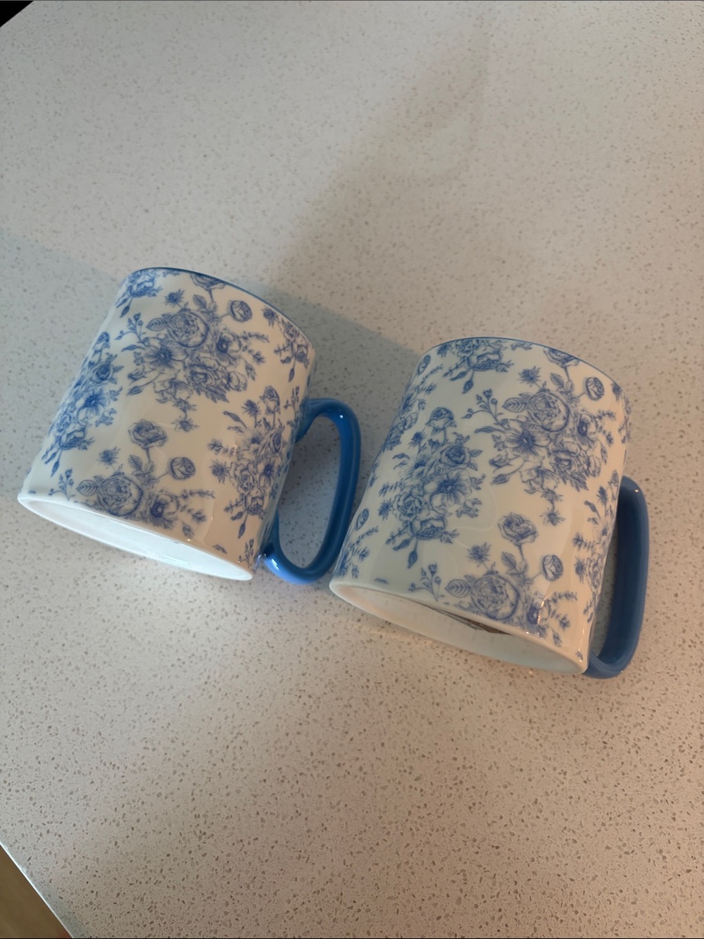 Blue Floral Ceramic Mug Set